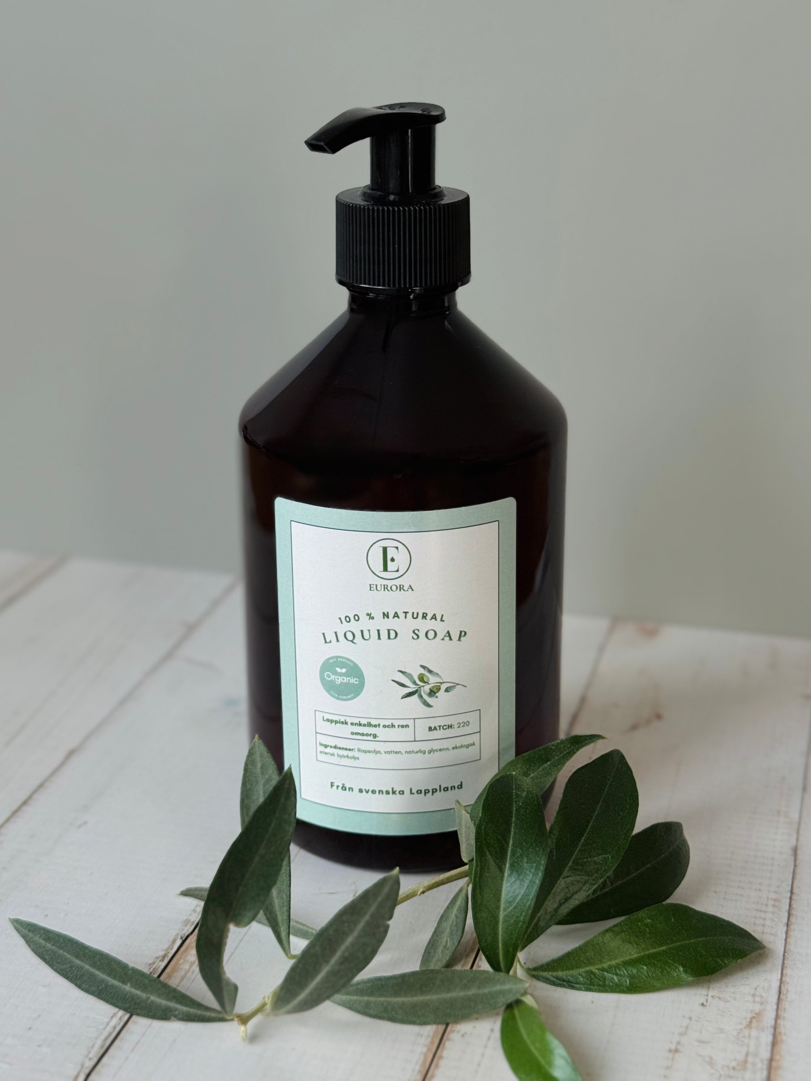 Ekologisk flytande tvål från Eurora - handgjord parfymfri flyttvål 500ml för känslig hud, vegansk och naturlig
